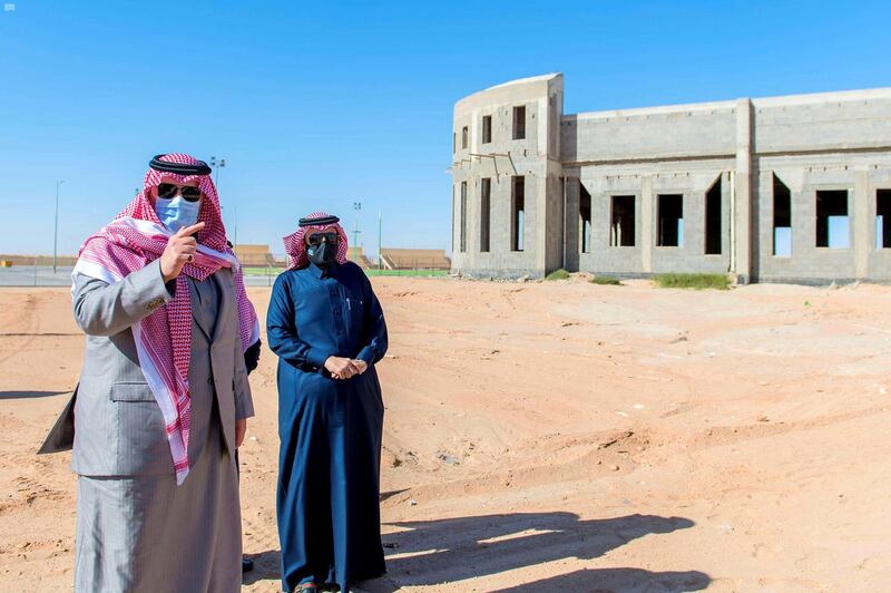 Prince Faisal bin Khalid bin Sultan inspects the project of the Urban Center and Al-Uweqila neighborhoods, Saudi Arabia. SPA