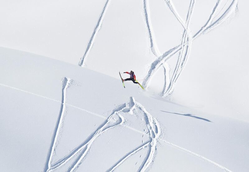 A competitor during the Freeride World Tour on Sunday, March 8, at Fieberbrunn ski Resort in Austria. AFP