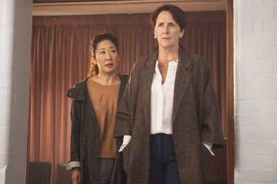 Eve Polastri (Sandra Oh) and Carolyn Martens (Fiona Shaw) in season two of 'Killing Eve'. BBC America 