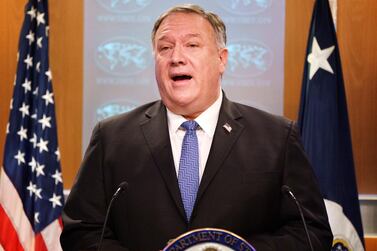US Secretary of State Mike Pompeo speaks during a briefing to the media at the State Department in Washington, November 10, 2020. Reuters