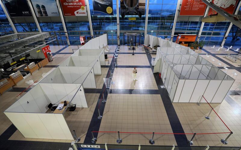 A vaccination centre in the terminal of Rostock-Laage Airport in Large, Germany. AP Photo