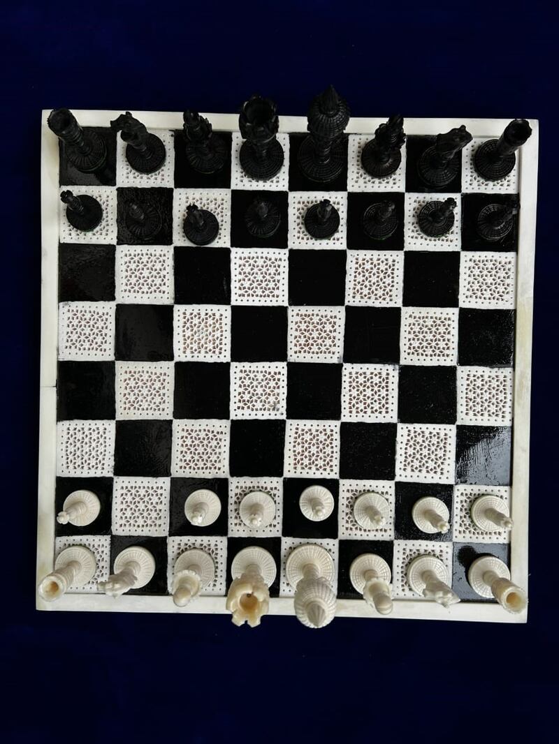 A chess board inspired by courts of Mughal emperors  