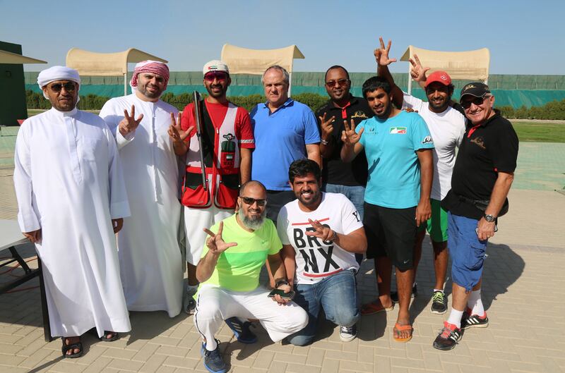 Emirati trap shooter Dhaher Al Aryani takes part in the 13th Gulf Shooting Tournament in Kuwait.