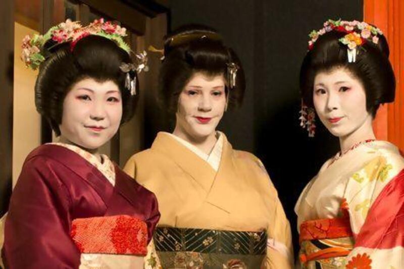 Sayuki, centre, with two other geishas.Courtesy Haruhi Okuyama