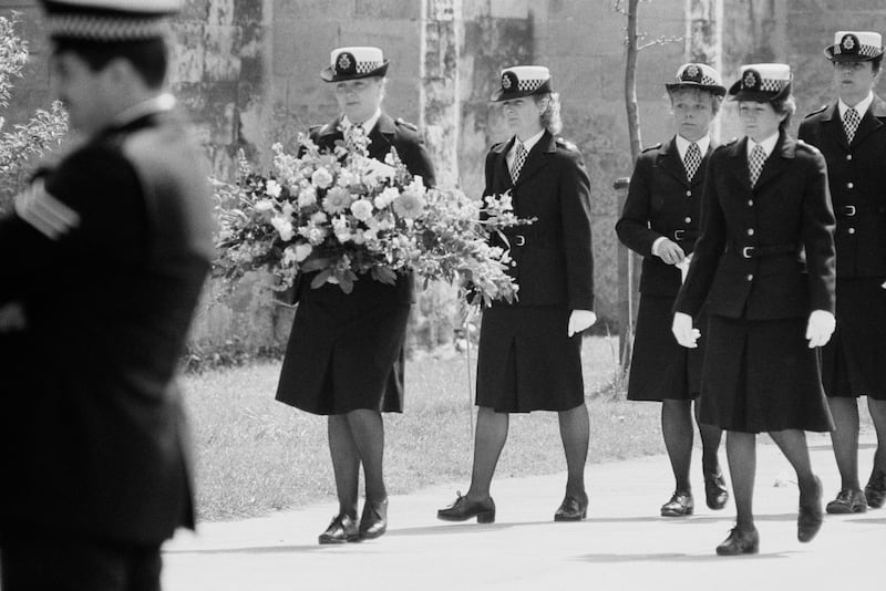 Police officers at Ms Fletcher's funeral at Salisbury Cathedral in April 1984