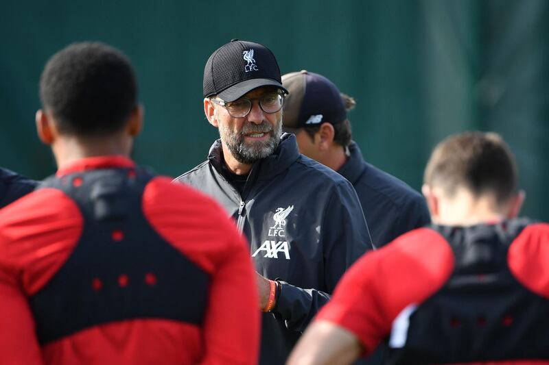 Liverpool manager Jurgen Klopp leads a training session at their Melwood complex, Liverpool, north west England. AFP