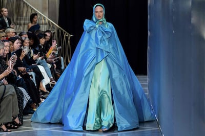 A model presents a creation for British fashion house Halpern. AFP