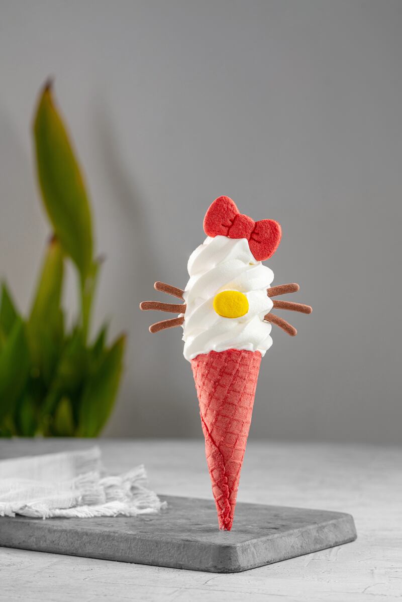 A Hello Kitty-themed ice cream from Corner Cone Gelato