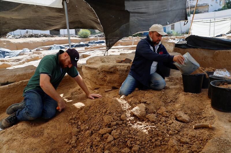 Palestinians uncover a Roman-era cemetery in Gaza.   Reuters