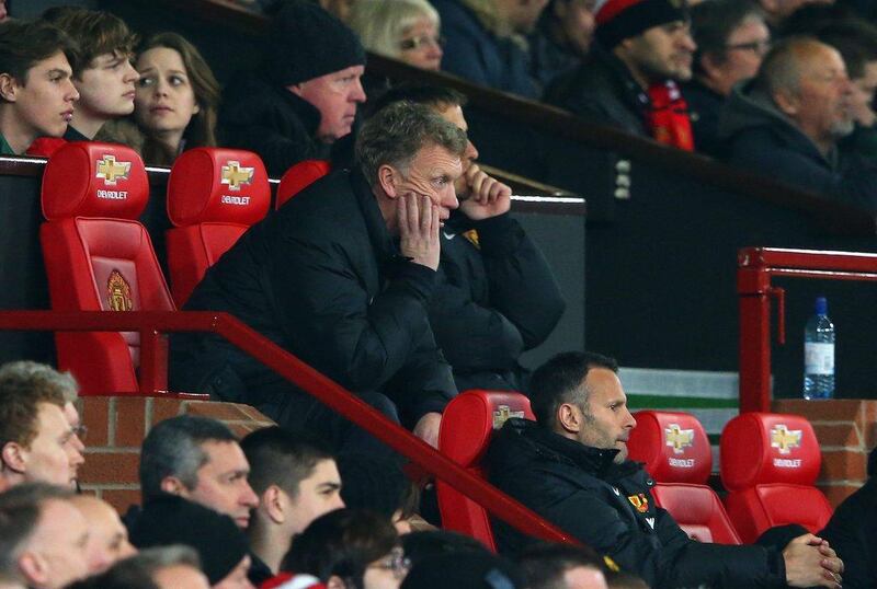 Manchester United Manager David Moyes reacts during his side's Premier League loss to Manchester City on Tuesday night at home. Alex Livesey / Getty Images / March 25, 2014