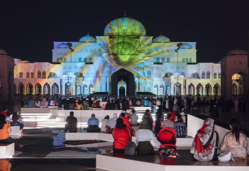 Abu Dhabi, United Arab Emirates, December, 1, 2020.  The 49th UAE National Day celebrations at Qasr Al Watan.  Projector show, Palace in Motion, Colors of the UAE.Victor Besa/The NationalSection:  National News