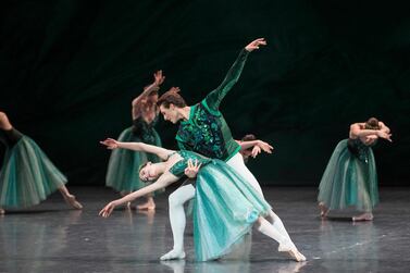 Hannah O’Neill and Hugo Marchand perform the Emeralds movement in the production, which is set to music by Gabriel Faure OnP