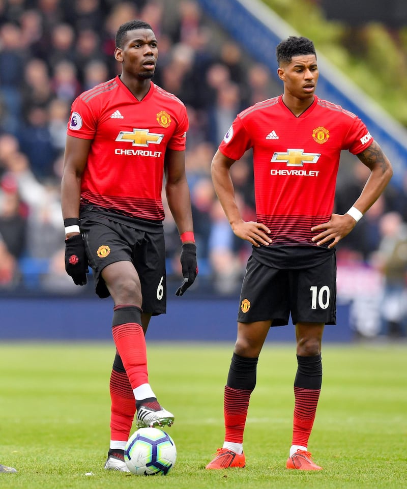 File photo dated 05-05-2019 of Manchester United's Paul Pogba and Marcus Rashford. PA Photo. Issue date: Tuesday May 26, 2020. Manchester United manager Ole Gunnar Solskjaer says Marcus Rashford and Paul Pogba will be fit for the proposed resumption of the Premier League. See PA story SOCCER Man Utd. Photo credit should read Anthony Devlin/PA Wire.