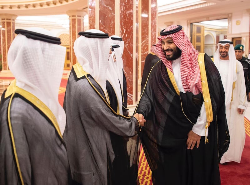 <p>Saudi Arabia&#39;s Crown Prince Mohammed bin Salman&nbsp;greets delegates at the first UAE-Saudi&nbsp;Council. Photo Courtesy SPA</p>
