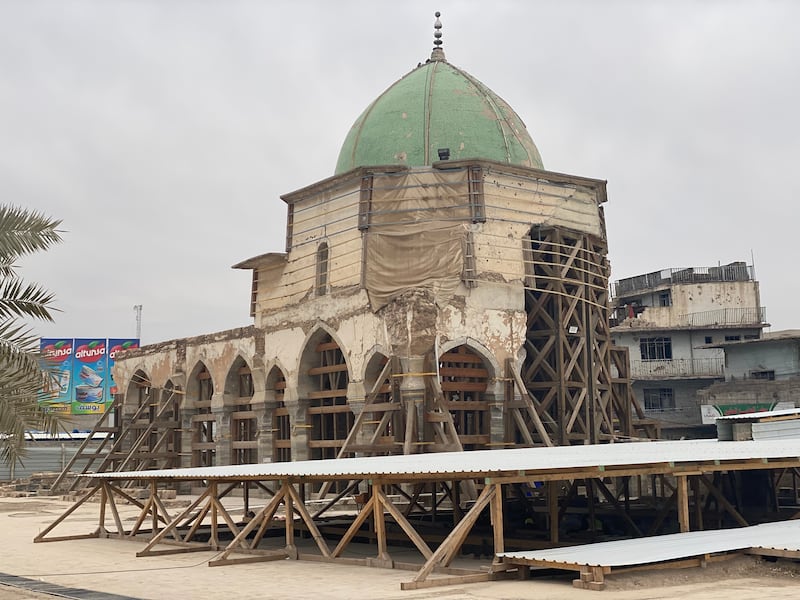 Al Nuri Mosque today, where reconstruction is beginning in Mosul but missing its historic minaret. Photo: Emma Sky