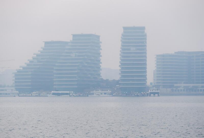 Abu Dhabi, United Arab Emirates, September 21, 2020.  Hazy and foggy morning at the Al Bandar area, Abu Dhabi.
Victor Besa/The National.
Section:  Standalone/Weather