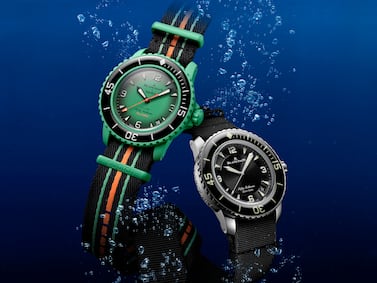 Almost two years after the original release, there are seven more editions of the Swatch X Blancpain Scuba Fifty Fathoms watch. Photo: Swatch