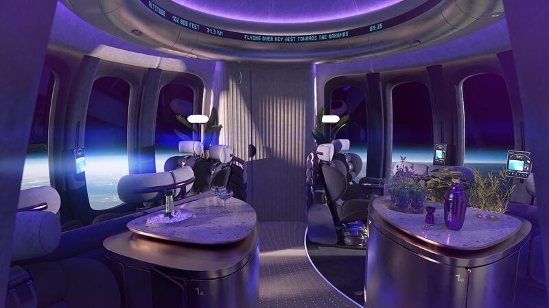 An upcycled bar is located in each of the 'Spaceship Neptune' cabins