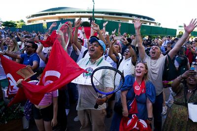 Ons Jabeur's Tunisian supporters at the All England Club. PA