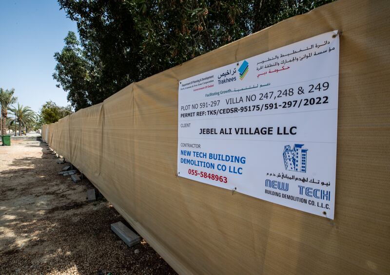 Jebel Ali Village houses marked for demolition last year. Victor Besa / The National