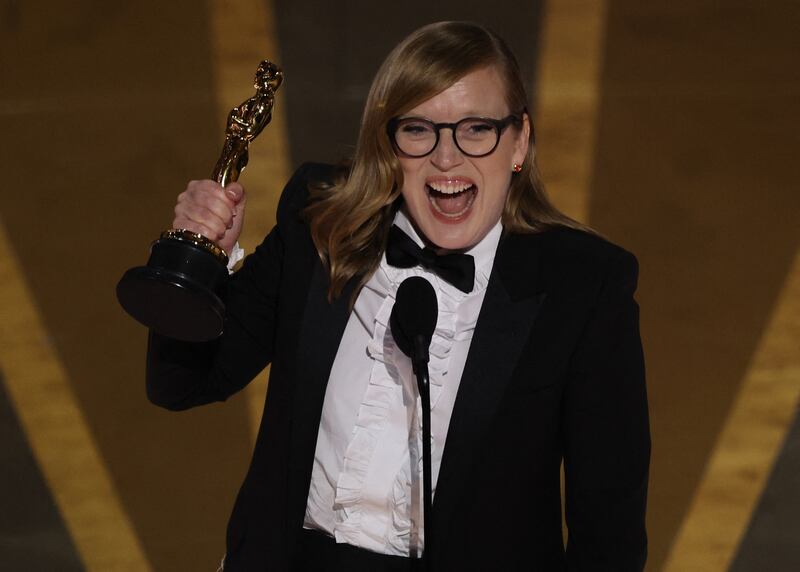 Sarah Polley wins the Oscar for Best Adapted Screenplay for Women Talking. Reuters