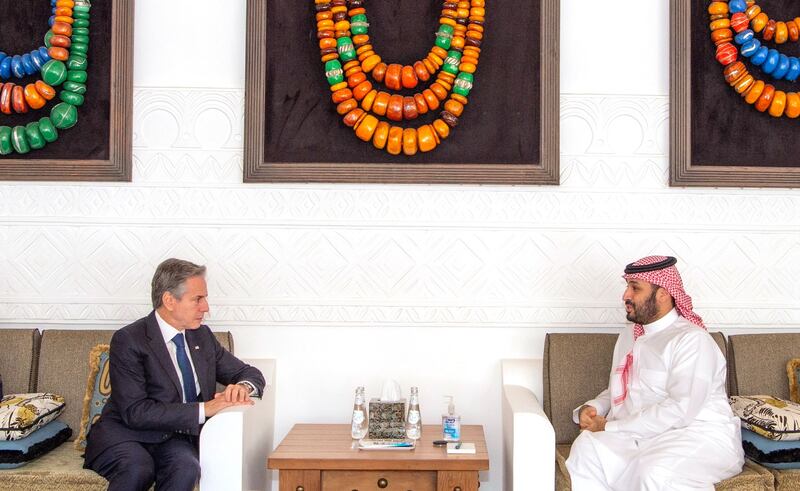 US Secretary of State Antony Blinken meets Saudi Crown Prince Mohammed bin Salman in Riyadh. AFP