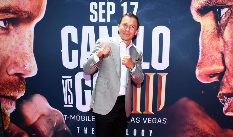 Boxer Gennady Golovkin poses on the red carpet. AFP
