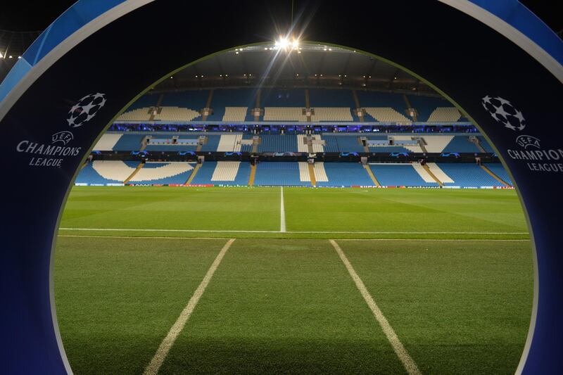 epa08218758 (FILE) - A general view of the stadium ahead of the UEFA Champions League group C soccer match between Manchester City and Shakhtar Donetsk at the Etihad Stadium in Manchester, Britain, 26 November 2019 (reissued 14 February 2020). According to reports on 14 February 2020, Manchester City have been banned from the Champions League for the next two seasons for having broken financial fair play rules.  EPA/PETER POWELL