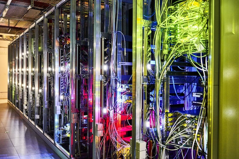 Data cables connected to 5G servers in Germany. Photographer: Wolfram Schroll/Bloomberg