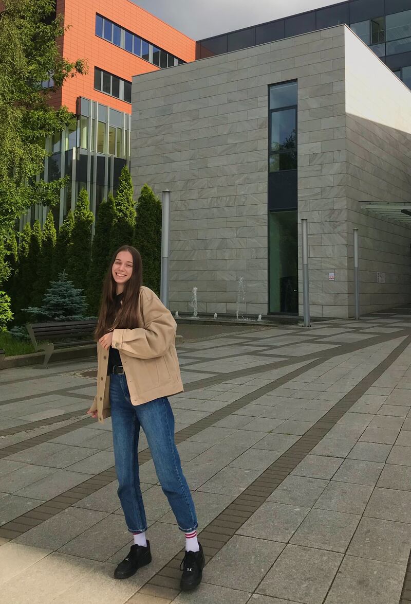 Ms Moroz at the  University of Lodz, where she studies Polish. Photo: Tetiana Moroz