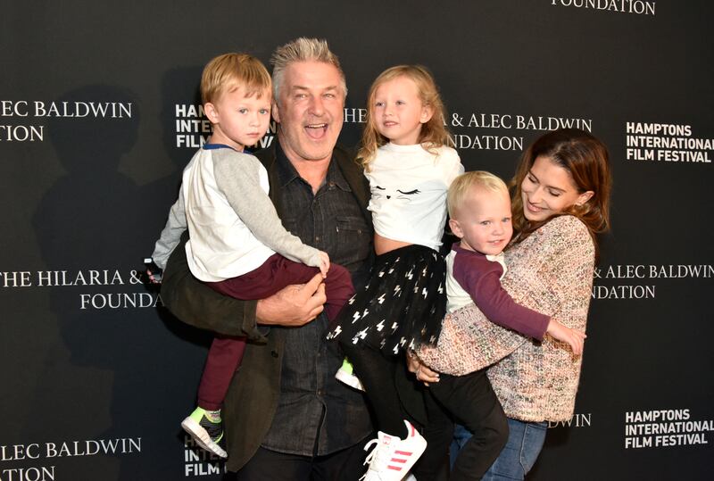 Alec and Hailaria Baldwin with their children on the red carpet at Hamptons International Film Festival in October 2018, in New York. Getty