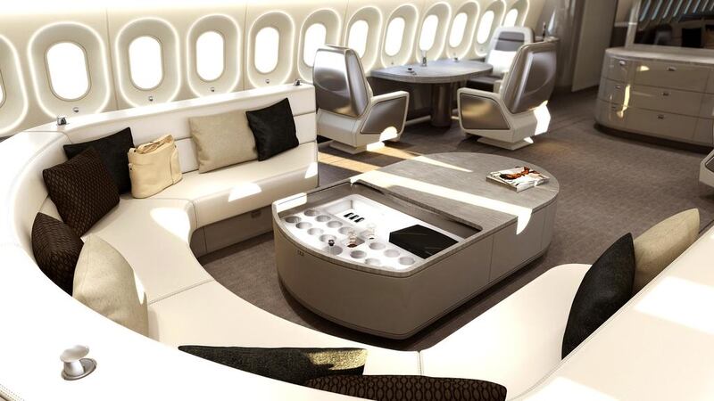 More than 500 craftsmen work at Jet Aviation’s facility in Basel to customise plane interiors according to customers’ requirements, which can cost anywhere from $40 million to $200m. Above, an example of a customised aircraft interior. Courtesy Jet Aviation Basel and ACA Advanced Computer Art