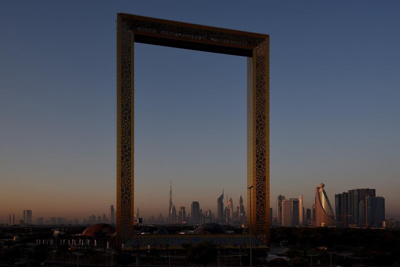 DUBAI, UNITED ARAB EMIRATES - FEBRUARY 04:  General view of Dubai Frame on February 4, 2018 in Dubai, United Arab Emirates.  (Photo by Tom Dulat/Getty Images)