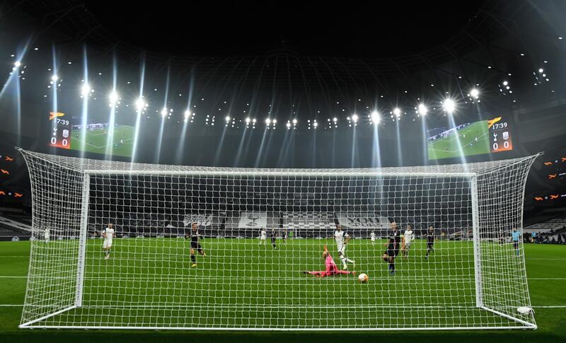 Lucas Moura scores Spurs' first goal at the Tottenham Hotspur Stadium. Reuters