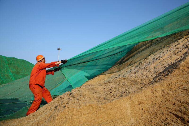 A man works at a quarry in Lianyungang, Jiangsu province, China.  Reuters