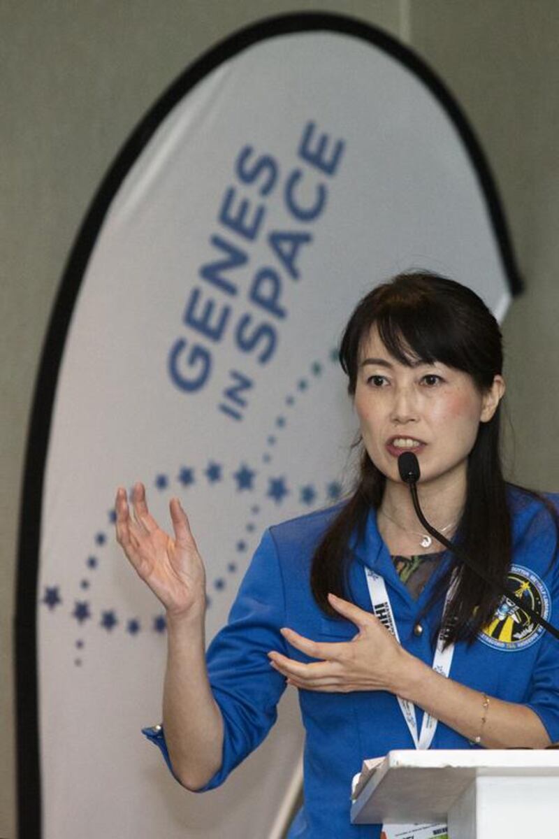 Yamazaki Naoko, a Japanese former astronaut, speaks during the final presentations for the Genes in Space competition. Christopher Pike / The National