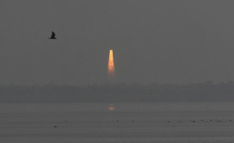 Indian Space Research Organisation’s Geosynchronous Satellite Launch Vehicle (GSLV Mark-III) rocket lifts off carrying CARE (Crew Module Atmospheeric Re-entry Experiment) from the east coast island of Sriharikota, India. Arun Sankar K / AP Photo