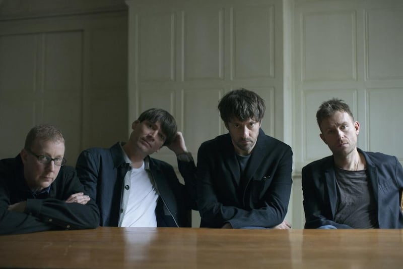 The members of the British band Blur, from left, Dave Rowntree, Alex James, Graham Coxon and Damon Albarn will perform in Abu Dhabi this weekend. Linda Brownlee