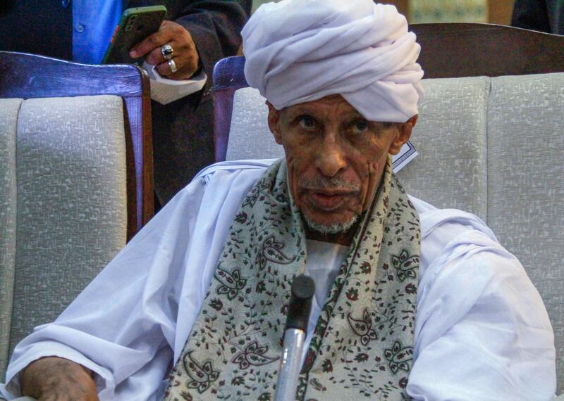 Sufi religious leader Al Tayeb Al Jed, who launched 'The Call of Sudan's People' last month, attends a meeting at the rally. 