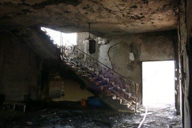 Scene of the fire in Ajman where an Emirati mother, her three daughters and two maids died.