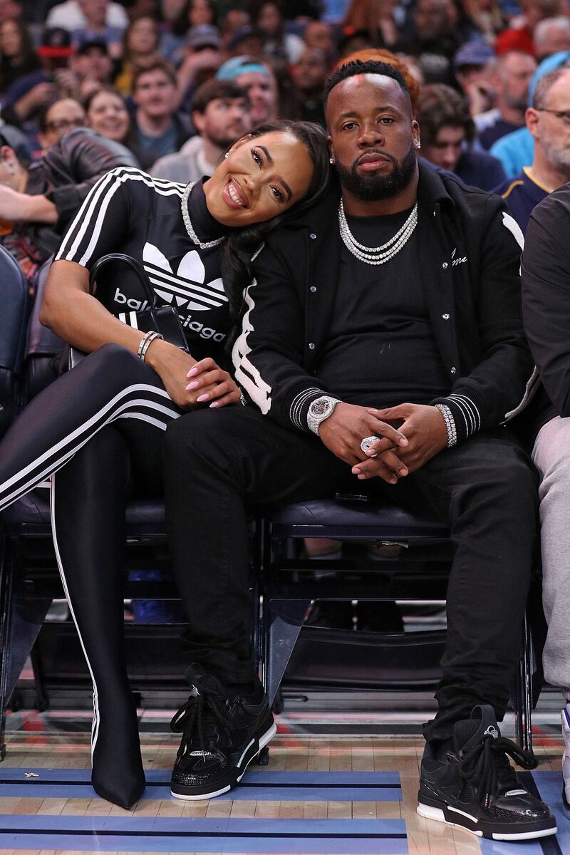 Angela Simmons and rapper Yo Gotti attend the game between Memphis Grizzlies and Cleveland Cavaliers at FedExForum in Tennessee. AFP