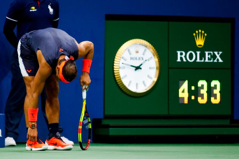 Nadal pauses after losing a point. AFP