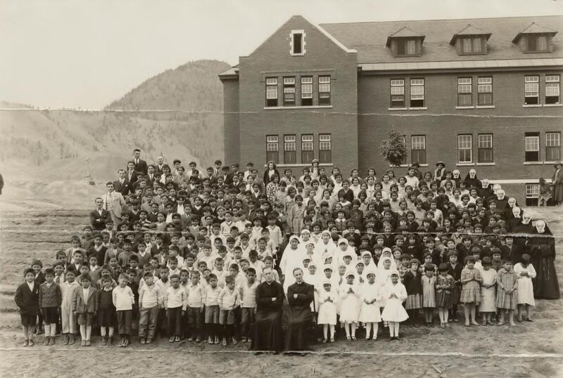 A gathering at the Kamloops Indian Residential School in Kamloops, British Columbia, Canada in 1937. EPA