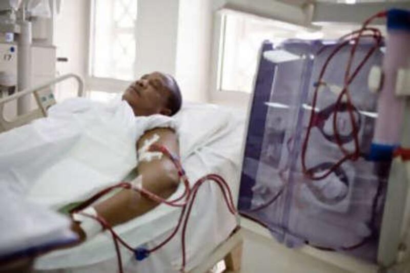 Ibrahim Baker undergoes dialysis at Tawam Hospital in Al Ain.