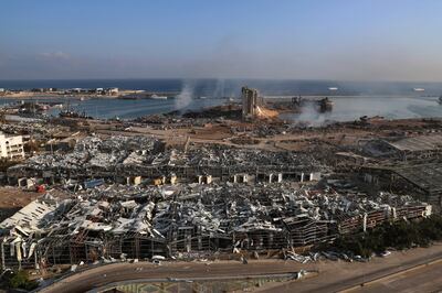 The scene of a deadly explosion that hit the port of Beirut, Lebanon. AP