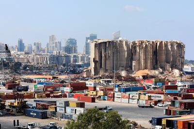 The site of the 2020 Beirut port explosion, seen on September 29, 2021.  Reuters