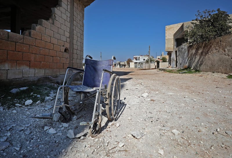 Damaged homes in the village of al-Nayrab. AFP