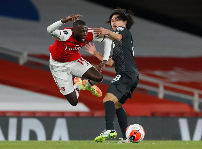 Nicolas Pepe - 5: The Ivorian struggled to get over the halfway line and offered Soares little protection. Reuters