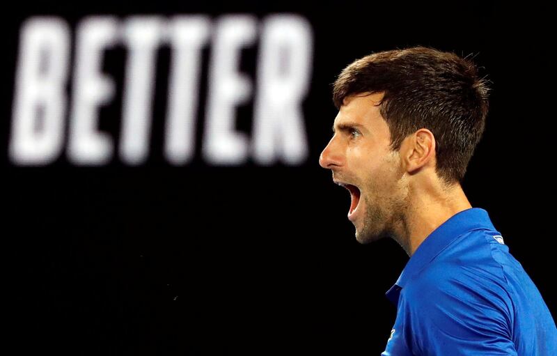 Tennis - Australian Open - Men's Singles Final - Melbourne Park, Melbourne, Australia, January 27, 2019. Serbia's Novak Djokovic reacts during his match against Spain's Rafael Nadal. REUTERS/Kim Kyung-Hoon  TPX IMAGES OF THE DAY