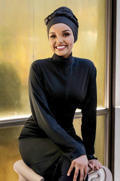 Halima Aden at the Max Mara store launch in The Dubai Mall in October 2018. Courtesy Max Mara